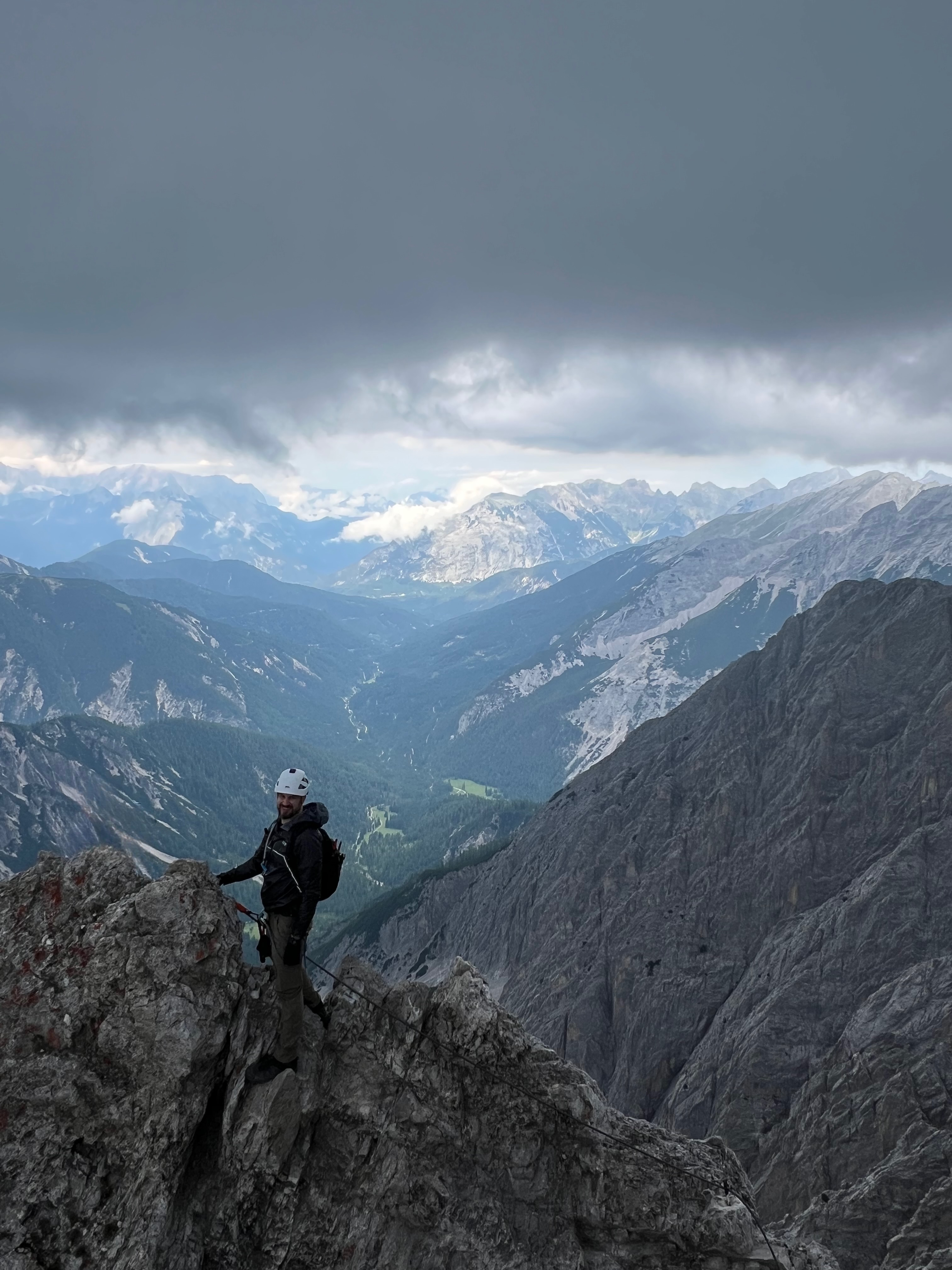 On a via ferrata ridge